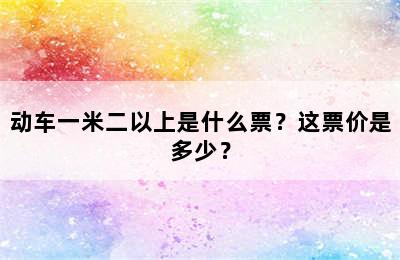 动车一米二以上是什么票？这票价是多少？