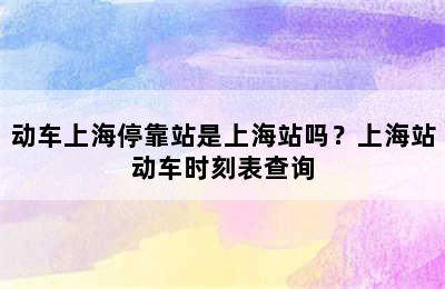 动车上海停靠站是上海站吗？上海站动车时刻表查询
