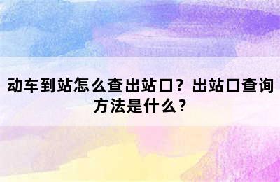 动车到站怎么查出站口？出站口查询方法是什么？