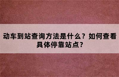动车到站查询方法是什么？如何查看具体停靠站点？