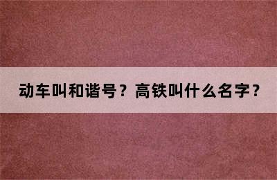 动车叫和谐号？高铁叫什么名字？