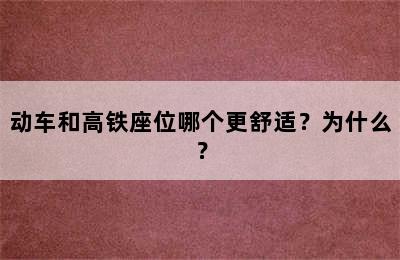 动车和高铁座位哪个更舒适？为什么？