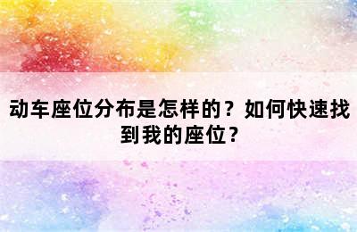 动车座位分布是怎样的？如何快速找到我的座位？