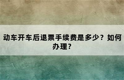 动车开车后退票手续费是多少？如何办理？