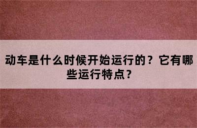 动车是什么时候开始运行的？它有哪些运行特点？