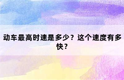 动车最高时速是多少？这个速度有多快？
