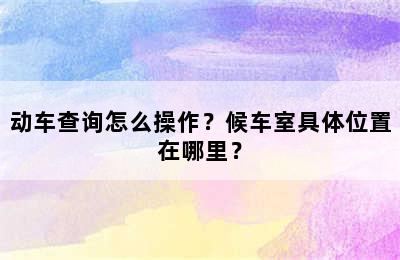 动车查询怎么操作？候车室具体位置在哪里？