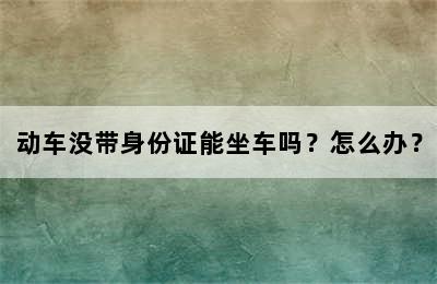 动车没带身份证能坐车吗？怎么办？