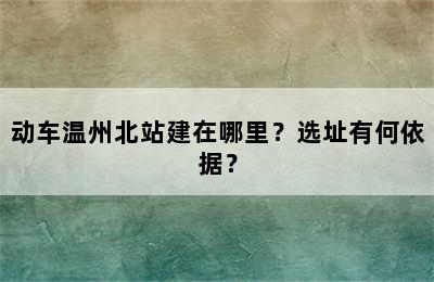 动车温州北站建在哪里？选址有何依据？