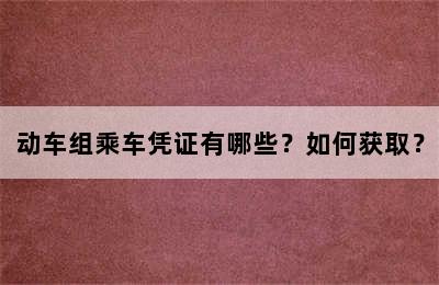 动车组乘车凭证有哪些？如何获取？
