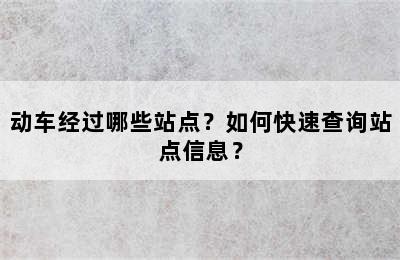 动车经过哪些站点？如何快速查询站点信息？