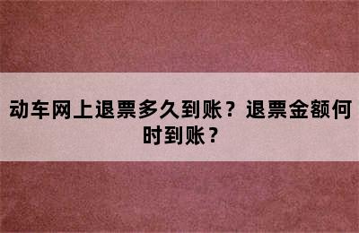 动车网上退票多久到账？退票金额何时到账？