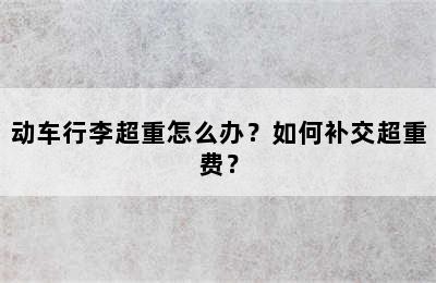 动车行李超重怎么办？如何补交超重费？