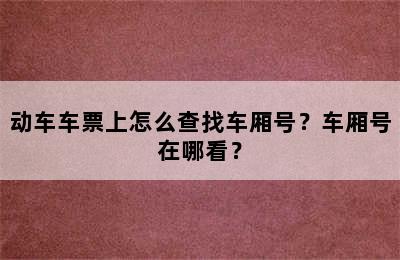 动车车票上怎么查找车厢号？车厢号在哪看？