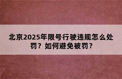 北京2025年限号行驶违规怎么处罚？如何避免被罚？
