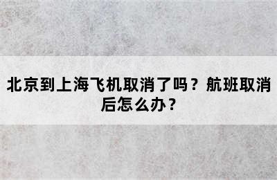 北京到上海飞机取消了吗？航班取消后怎么办？