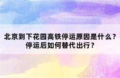 北京到下花园高铁停运原因是什么？停运后如何替代出行？