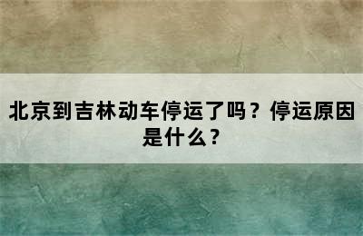 北京到吉林动车停运了吗？停运原因是什么？