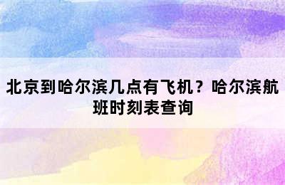 北京到哈尔滨几点有飞机？哈尔滨航班时刻表查询