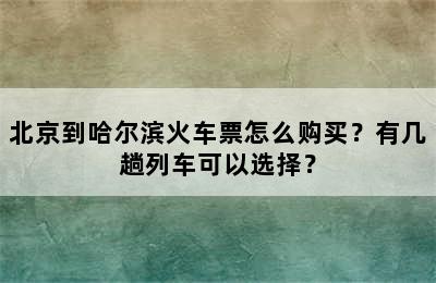 北京到哈尔滨火车票怎么购买？有几趟列车可以选择？