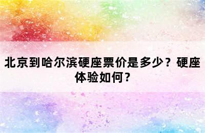 北京到哈尔滨硬座票价是多少？硬座体验如何？