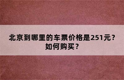 北京到哪里的车票价格是251元？如何购买？