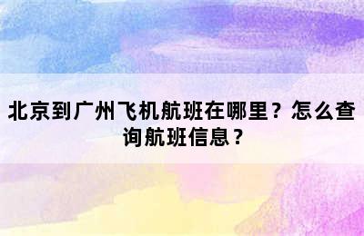 北京到广州飞机航班在哪里？怎么查询航班信息？