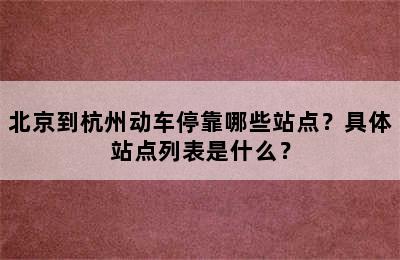 北京到杭州动车停靠哪些站点？具体站点列表是什么？