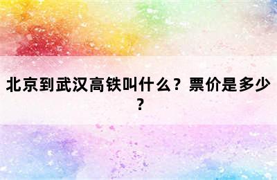 北京到武汉高铁叫什么？票价是多少？