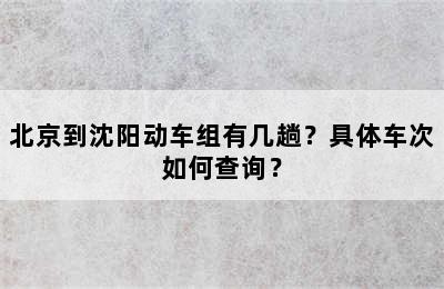 北京到沈阳动车组有几趟？具体车次如何查询？