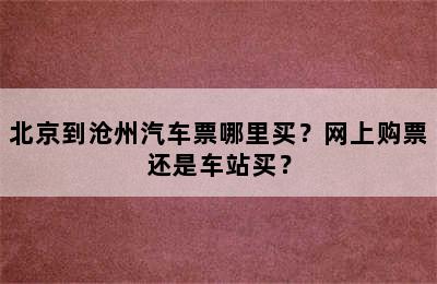 北京到沧州汽车票哪里买？网上购票还是车站买？
