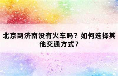 北京到济南没有火车吗？如何选择其他交通方式？