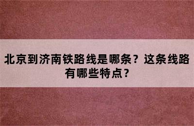 北京到济南铁路线是哪条？这条线路有哪些特点？