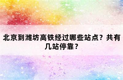 北京到潍坊高铁经过哪些站点？共有几站停靠？