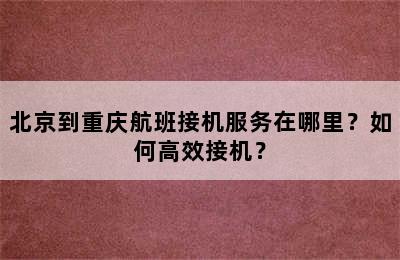 北京到重庆航班接机服务在哪里？如何高效接机？