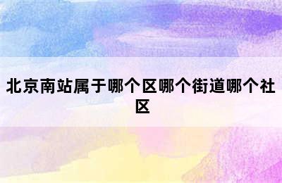 北京南站属于哪个区哪个街道哪个社区