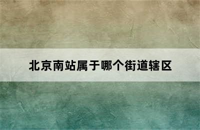 北京南站属于哪个街道辖区