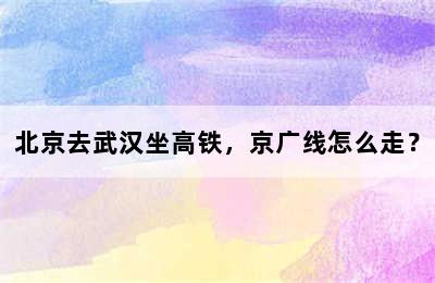 北京去武汉坐高铁，京广线怎么走？
