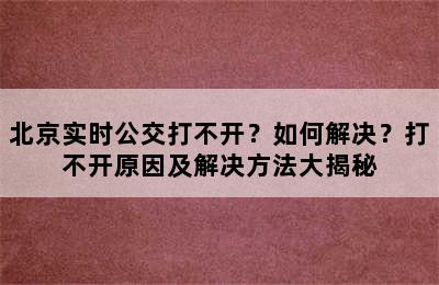 北京实时公交打不开？如何解决？打不开原因及解决方法大揭秘