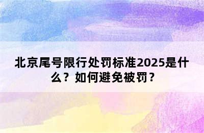 北京尾号限行处罚标准2025是什么？如何避免被罚？