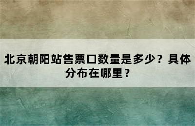 北京朝阳站售票口数量是多少？具体分布在哪里？