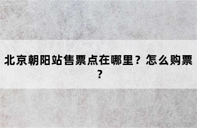 北京朝阳站售票点在哪里？怎么购票？