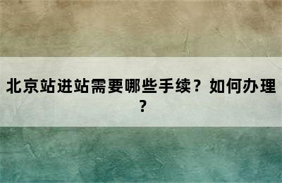 北京站进站需要哪些手续？如何办理？