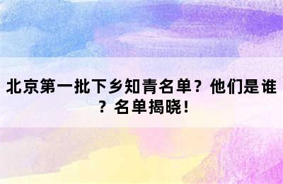北京第一批下乡知青名单？他们是谁？名单揭晓！