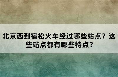 北京西到宿松火车经过哪些站点？这些站点都有哪些特点？