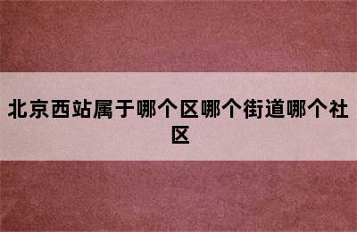 北京西站属于哪个区哪个街道哪个社区