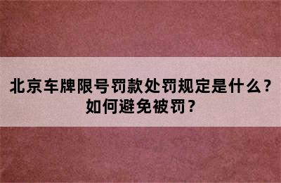 北京车牌限号罚款处罚规定是什么？如何避免被罚？