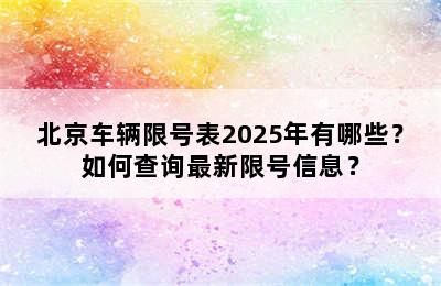 北京车辆限号表2025年有哪些？如何查询最新限号信息？