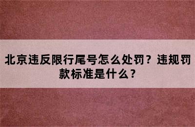 北京违反限行尾号怎么处罚？违规罚款标准是什么？