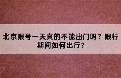 北京限号一天真的不能出门吗？限行期间如何出行？